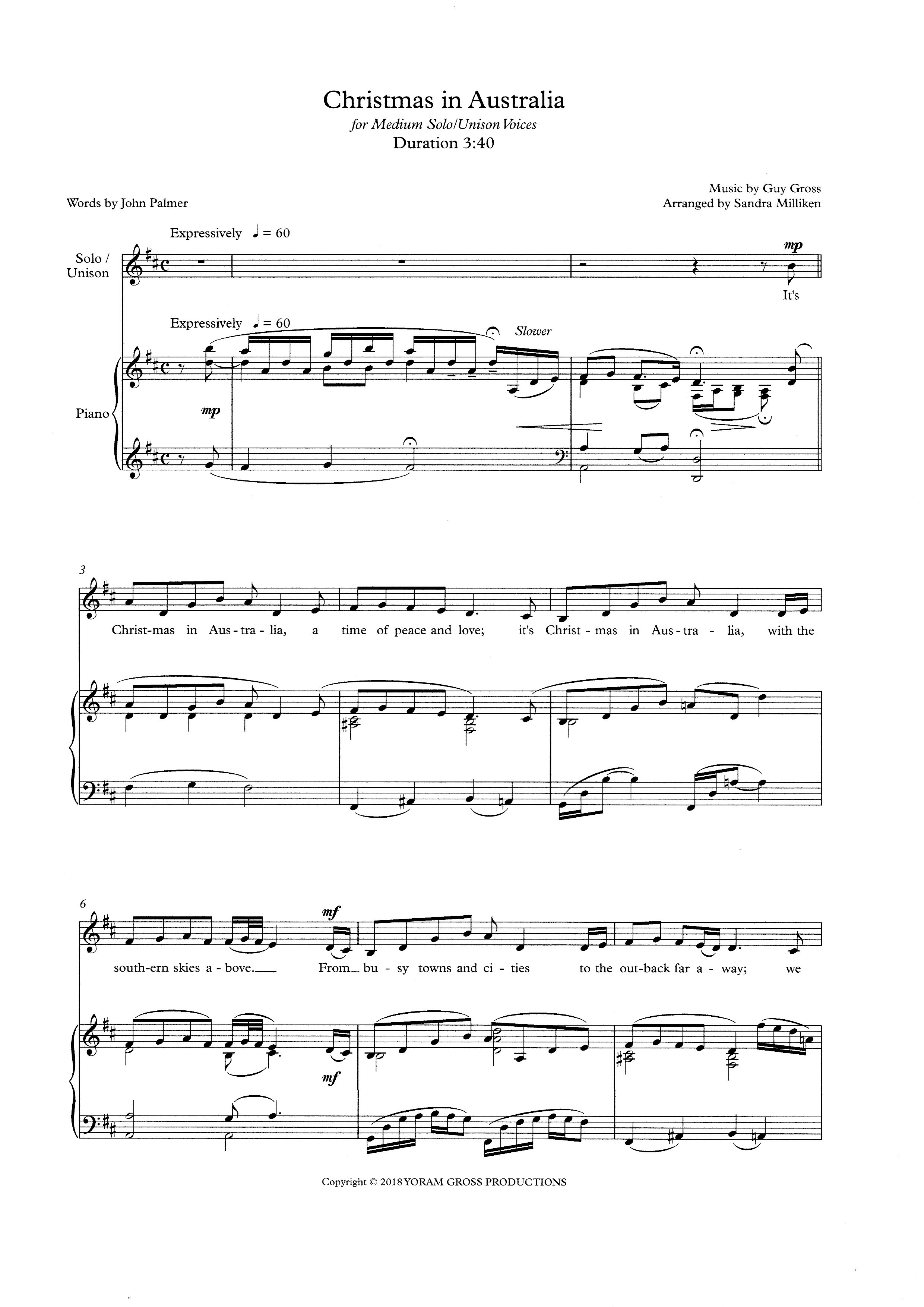 Christmas in Australia, arranged for choir - Sandra Milliken